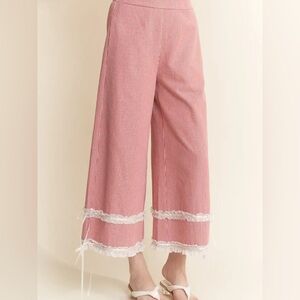 NWT Davi & Dani red white stripe crop pant women’s small